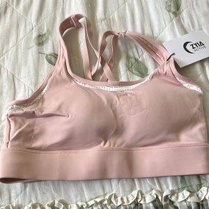 Strappy mesh sports bra